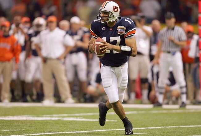 NEW ORLEANS - JANUARY 3:  Quarterback Jason Campbell #17 of the Auburn Tigers looks to pass against the Virginia Tech Hokies during the Nokia Sugar Bowl on January 3, 2005 at the Superdome in New Orleans, Louisiana.  The No. 3 Tigers completed a perfect s