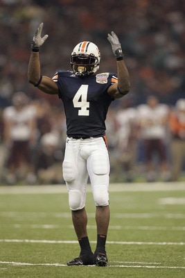 NEW ORLEANS - JANUARY 3:  Safety Junior Rosegreen #4 of the Auburn Tigers looks on while facing the Virginia Tech Hokies during the Nokia Sugar Bowl on January 3, 2005 at the Superdome in New Orleans, Louisiana.  Auburn defeated Virginia Tech 16-13.  (Pho