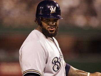 PITTSBURGH, PA - AUGUST 23:  Prince Fielder #28 of the Milwaukee Brewers looks on against the Pittsburgh Pirates during the game on August 23, 2011 at PNC Park in Pittsburgh, Pennsylvania.  The Brewers defeated the Pirates 11-4.  (Photo by Justin K. Aller