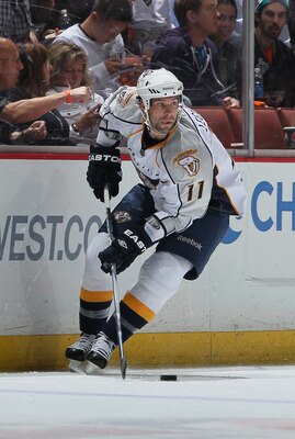 ANAHEIM, CA - APRIL 15:  David Legwand #11 of the Nashville Predators skates against the Anaheim Ducks in Game Two of the Western Conference Quarterfinals during the 2011 NHL Stanley Cup Playoffs at Honda Center on April 15, 2011 in Anaheim, California.