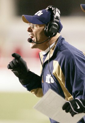 SALT LAKE CITY, UT - NOVEMBER 20: Head football coach for BYU Gary Crowton yells calls at his quarterback during a game against the University of Utah November 20, 2004 at Rice Eccles Stadium in Salt Lake City, Utah. (Photo by George Frey/Getty Images)