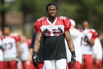 FLAGSTAFF, AZ - AUGUST 04:  Wide receiver Early Doucet #85 of the Arizona Cardinals practices during the team training camp at Northern Arizona University on August 4, 2011 in Flagstaff, Arizona.  (Photo by Christian Petersen/Getty Images)
