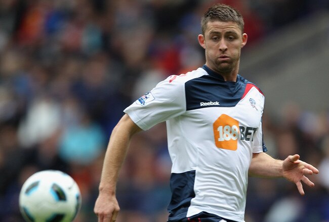 BOLTON, ENGLAND - MAY 22:  Gary Cahill of Bolton Wanderers in action during the Barclays Premier League match between  Bolton Wanderers and Manchester City at the Reebok Stadium on May 22, 2011 in Bolton, England.  (Photo by Michael Steele/Getty Images)