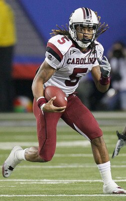 ATLANTA, GA - DECEMBER 31:  Stephon Gilmore #5 of the South Carolina Gamecocks against the Florida State Seminoles during the 2010 Chick-fil-A Bowl at Georgia Dome on December 31, 2010 in Atlanta, Georgia.  (Photo by Kevin C. Cox/Getty Images)
