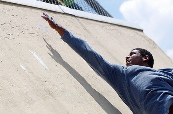 HEMPFIELD TOWNSHIP, PA - AUGUST 20:  Terrelle Pryor jumps while recording his vertical leap during his pro day at a practice facility on August 20, 2011 in Hempfield Township, Pennsylvania.  (Photo by Jared Wickerham/Getty Images)
