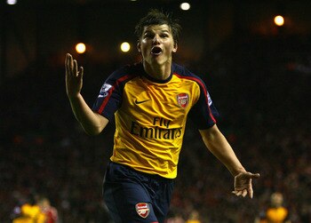 LIVERPOOL, UNITED KINGDOM - APRIL 21:  Andrey Arshavin of Arsenal  celebrates scoring his team's fourth goal during the Barclays Premier League match between Liverpool and Arsenal at Anfield on April 21, 2009 in Liverpool, England.  (Photo by Alex Livesey