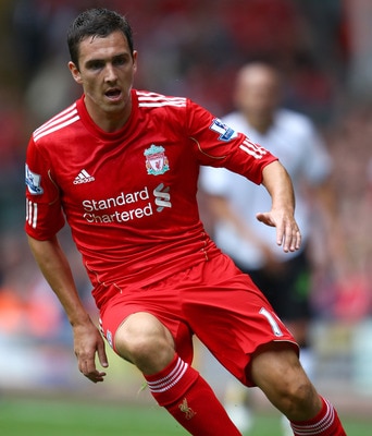 LIVERPOOL, ENGLAND - AUGUST 06:  Stewart Downing of Liverpool in action during the pre season friendly match between Liverpool and Valencia at Anfield on August 6, 2011 in Liverpool, England.  (Photo by Clive Brunskill/Getty Images)