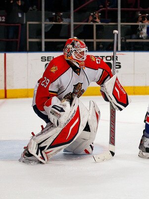 NEW YORK - MARCH 22:  Tomas Vokoun #29 of the Florida Panthers skates against the New York Rangers on March 22, 2011 at Madison Square Garden in New York City, New York. Rangers defeated the Islanders 1-0.  (Photo by Mike Stobe/Getty Images)