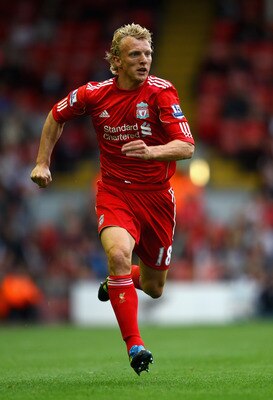 LIVERPOOL, ENGLAND - AUGUST 06:  Dirk Kuyt of Liverpool in action during the pre season friendly match between Liverpool and Valencia at Anfield on August 6, 2011 in Liverpool, England.  (Photo by Clive Brunskill/Getty Images)