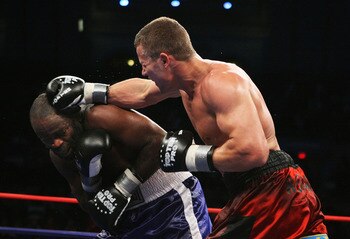 ATLANTIC CITY, NJ - JUNE 2:  Robert Stieglitz punches Marlon Hayes during their Light Heavyweight fight at Boardwalk Hall June 2, 2007 in Atlantic City, New Jersey.  (Photo by Al Bello/Getty Images)