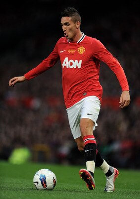 MANCHESTER, ENGLAND - AUGUST 05:  Federico Macheda of Manchester United in action during Paul Scholes' Testimonial Match between Manchester United and New York Cosmos at Old Trafford on August 5, 2011 in Manchester, England.  (Photo by Chris Brunskill/Get