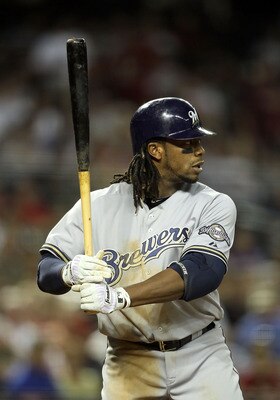 PHOENIX, AZ - JULY 20:  Rickie Weeks #23 of the Milwaukee Brewers bats against the Arizona Diamondbacks during the Major League Baseball game at Chase Field on July 20, 2011 in Phoenix, Arizona. The Brewers defeated the Diamondbacks 5-2 in 10 innings.  (P