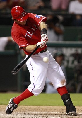 ARLINGTON, TX - AUGUST 30: Ian Kinsler #5 of the Texas Rangers bats against the Tampa Bay Rays at Rangers Ballpark in Arlington on August 30, 2011 in Arlington, Texas. (Photo by Rick Yeatts/Getty Images)