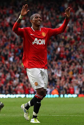 MANCHESTER, ENGLAND - AUGUST 28:  Ashley Young of Manchester United celebrates after scoring his second goal during the Barclays Premier League match between Manchester United and Arsenal at Old Trafford on August 28, 2011 in Manchester, England.  (Photo