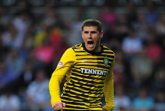 SWANSEA, WALES - AUGUST 03:  Celtic player Gary Hooper in action during the pre season friendly between Swansea City and Celtic at Liberty stadium on August 3, 2011 in Swansea, Wales.  (Photo by Stu Forster/Getty Images)
