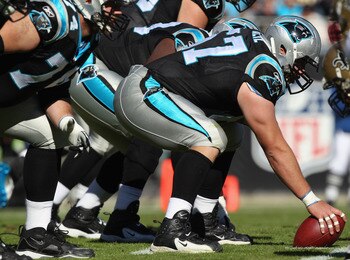 CHARLOTTE, NC - NOVEMBER 07:  Ryan Kalil #67 of the Carolina Panthers against the New Orleans Saints during their game at Bank of America Stadium on November 7, 2010 in Charlotte, North Carolina.  (Photo by Streeter Lecka/Getty Images)
