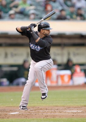 OAKLAND, CA - AUGUST 19:  Jose Bautista #19 of the Toronto Blue Jays bats against the Oakland Athletics at O.co Coliseum on August 19, 2011 in Oakland, California.  (Photo by Ezra Shaw/Getty Images)