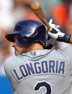 TORONTO, CANADA - AUGUST 27: Evan Longoria #3 of the Tampa Bay Rays bats during MLB game action against the Toronto Blue Jays on August 27, 2011 at Rogers Centre in Toronto, Ontario, Canada. (Photo by Tom Szczerbowski/Getty Images)