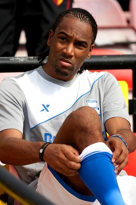 WATFORD, ENGLAND - AUGUST 28: Cameron Jerome of Birmingham looks on prior to the npower Championship match between Watford and Birmingham City at Vicarage Road on August 28, 2011 in Watford, England.  (Photo by Ben Hoskins/Getty Images)