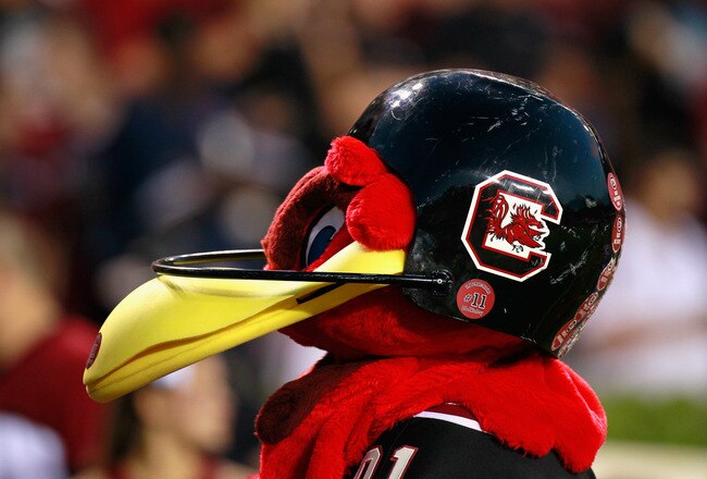 AUBURN, AL - SEPTEMBER 25:  Cocky, mascot of the South Carolina Gamecocks, against the Auburn Tigers at Jordan-Hare Stadium on September 25, 2010 in Auburn, Alabama.  (Photo by Kevin C. Cox/Getty Images)