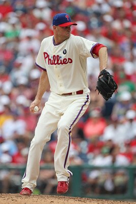 PHILADELPHIA - JUNE 12: Relief pitcher Ryan Madson #46 of the Philadelphia Phillies throws a pitch during a game against the Chicago Cubs at Citizens Bank Park on June 12, 2011 in Philadelphia, Pennsylvania. The Phillies won 4-3. (Photo by Hunter Martin/G