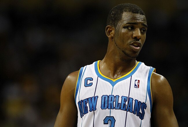 NEW ORLEANS, LA - APRIL 24:  Chris Paul #3 of the New Orleans Hornets reacts to a call during a game with the Los Angeles Lakers in Game Four of the Western Conference Quarterfinals in the 2011 NBA Playoffs at New Orleans Arena on April 24, 2011 in New Or