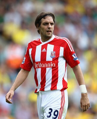 NORWICH, ENGLAND - AUGUST 21:  Jonathan Woodgate of Stoke looks on during the Barclay's premier league match between Norwich and Stoke City at Carrow Road on August 21, 2011 in Norwich, England.  (Photo by Julian Finney/Getty Images)