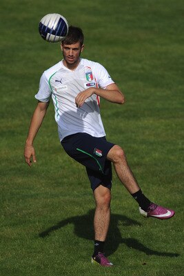 TOULON, FRANCE - JUNE 09:  Davide Santon of Italy in action during an Italy U21 training session at Stade Paul Saulnier  on June 9, 2011 in Saint Cyr Sur Mer Toulon, France.  (Photo by Valerio Pennicino/Getty Images)
