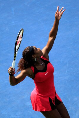 NEW YORK, NY - SEPTEMBER 01:  Serena Williams of the United States serves against Michaella Krajicek of the Netherlands during Day Four of the 2011 US Open at the USTA Billie Jean King National Tennis Center on September 1, 2011 in the Flushing neighborho