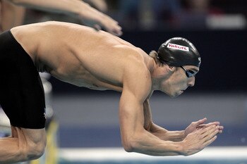 SHANGHAI, CHINA - JULY 31:  Michael Phelps of the United States competes in the Men's 4x100m Medley Relay during Day Sixteen of the 14th FINA World Championships at the Oriental Sports Center on July 31, 2011 in Shanghai, China.  (Photo by Adam Pretty/Get