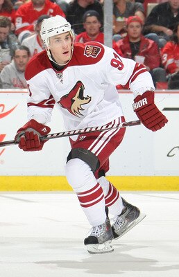DETROIT, MI- APRIL 13:  Kyle Turris #91 of the Phoenix Coyotes skates against the Detroit Red Wings in Game One of the Western Conference Quarterfinals during the 2011 NHL Stanley Cup Playoffs at Joe Louis Arena on April 13, 2011 in Detroit, Michigan.(Pho