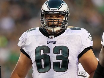PHILADELPHIA, PA - AUGUST 11:  Danny Watkins #63 of the Philadelphia Eagles in action against the Baltimore Ravens during their pre season game on August 11, 2011 at Lincoln Financial Field in Philadelphia, Pennsylvania.  (Photo by Jim McIsaac/Getty Image
