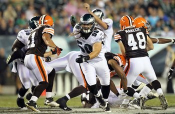 PHILADELPHIA, PA - AUGUST 25:  Casey Matthews #50 of the Philadelphia Eagles in action against the Cleveland Browns during their pre season game on August 25, 2011 at Lincoln Financial Field in Philadelphia, Pennsylvania.  (Photo by Jim McIsaac/Getty Imag