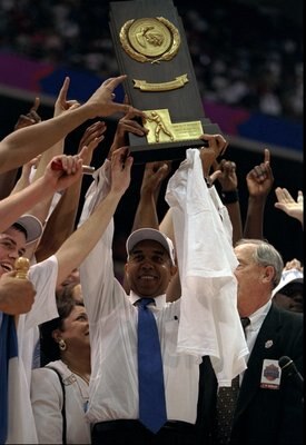 30 Mar 1998:  Coach Tubby Smith of the Kentucky Wildcats in action during a playoff game against the Utah Utes at the Alamodome in San Antonio, Texas.  Kentucky won the game, 78-69. Mandatory Credit: Todd Warshaw  /Allsport