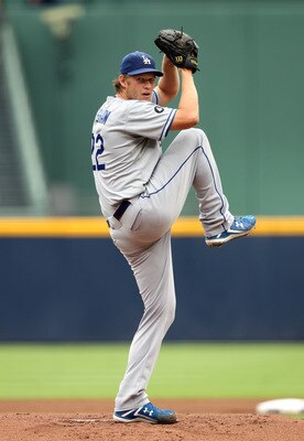 ATLANTA, GA - SEPTEMBER 4: Clayton Kershaw #22 of the Los Angeles Dodgers pitches against the Atlanta Braves on September 4, 2011 at Turner Field in Atlanta, Georgia. (Photo by Joe Murphy/Getty Images)