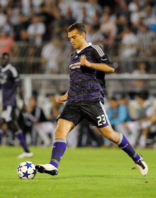 BELGRADE, SERBIA - AUGUST 18:  Roland Juhasz of RSC Anderlecht during the UEFA Champions League Play-off match between Partizan and Anderlecht at Partizan Stadium on August 18, 2010 in Belgrade, Serbia.  (Photo by Claudio Villa/Getty Images)