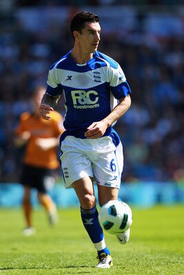 BIRMINGHAM, ENGLAND - MAY 01:   Liam Ridgewell of Birmingham in action during the Barclays Premier League match between Birmingham City and Wolverhampton Wanderers at St Andrews on May 1, 2011 in Birmingham, England.  (Photo by Dean Mouhtaropoulos/Getty I