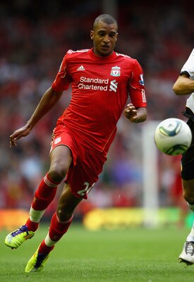 LIVERPOOL, ENGLAND - AUGUST 06:  David Ngog of Liverpool in action during the pre season friendly match between Liverpool and Valencia at Anfield on August 6, 2011 in Liverpool, England.  (Photo by Clive Brunskill/Getty Images)