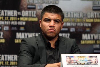 NEW YORK, NY - JUNE 28:  Victor Ortiz at a press conferece about his upcoming fight against Floyd Mayweather on June 28, 2011 at the Hudson Theatre in New York City.  (Photo by Daniel Barry/Getty Images)
