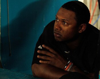 MIAMI GARDENS, FL - AUGUST 04:  Hanley Ramirez #2 of the Florida Marlins looks on during a game against the St. Louis Cardinals at Sun Life Stadium on August 4, 2011 in Miami Gardens, Florida.  (Photo by Mike Ehrmann/Getty Images)