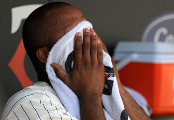MINNEAPOLIS, MN - AUGUST 25: Francisco Liriano #47 of the Minnesota Twins towels off his face during the first inning of the game against the Baltimore Orioles on August 25, 2011 at Target Field in Minneapolis, Minnesota. (Photo by Hannah Foslien/Getty Im