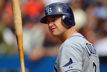 TORONTO, CANADA - AUGUST 27: Evan Longoria #3 of the Tampa Bay Rays looks to the third base coach for signs during MLB game action against the Toronto Blue Jays on August 27, 2011 at Rogers Centre in Toronto, Ontario, Canada. (Photo by Tom Szczerbowski/Ge