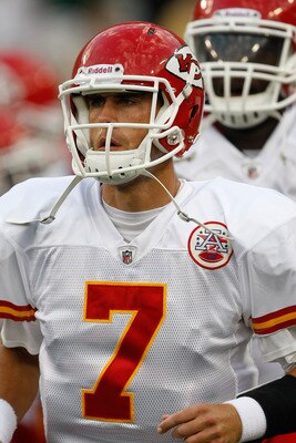 GREEN BAY, WI - SEPTEMBER 1: Matt Cassel #7 of the Kansas City Chiefs runs on the field prior to a preseason game against the Green Bay Packers at Lambeau Field on September 1, 2011 in Green Bay, Wisconsin. (Photo by Scott Boehm/Getty Images)