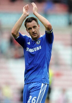 SUNDERLAND, ENGLAND - SEPTEMBER 10:  John Terry of Chelsea applauds the fans at the end of the Barclays Premier League match between Sunderland and Chelsea at the Stadium of Light on September 10, 2011 in Sunderland, England.  (Photo by Michael Regan/Gett