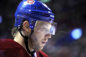 MONTREAL, CANADA - APRIL 26:  Andrei Kostitsyn #46 of the Montreal Canadiens waits for a faceoff in Game Six of the Eastern Conference Quarterfinals against the Boston Bruins during the 2011 NHL Stanley Cup Playoffs at the Bell Centre on April 26, 2011 in