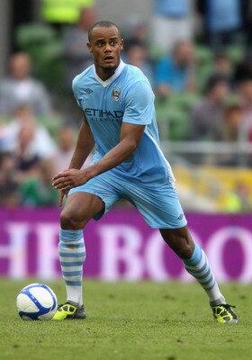 DUBLIN, IRELAND - JULY 31:  Vincent Kompany of Manchester City runs with the ball during the Dublin Super Cup match between Inter Milan and Manchester City at the Aviva Stadium on July 31, 2011 in Dublin, Ireland.  (Photo by David Rogers/Getty Images)