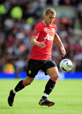 WEST BROMWICH, ENGLAND - AUGUST 14: Nemanja Vidic of Manchester United in action during the Barclays Premier League match between West Bromwich Albion and Manchester United at The Hawthorns on August 14, 2011 in West Bromwich, England.  (Photo by Shaun Bo