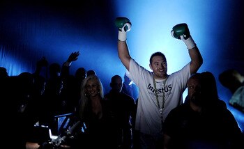 LONDON, ENGLAND - JULY 23:  Tyson Fury enters the ring during the British & Commonwealth Heavyweight Title Fight between Dereck Chisora and Tyson Fury at Wembley Arena on July 23, 2011 in London, England.  (Photo by Christopher Lee/Getty Images)