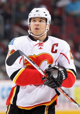 GLENDALE, AZ - MARCH 10:  Jarome Iginla #12 of the Calgary Flames in action during the NHL game against the Phoenix Coyotes at Jobing.com Arena on March 10, 2011 in Glendale, Arizona.  The Coyotes defeated the Flames 3-0.  (Photo by Christian Petersen/Get