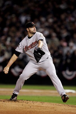 CHICAGO - OCTOBER 22:  Pitcher Roger Clemens #22 of the Houston Astros throws a pitch against the Chicago White Sox in the first inning during Game One of the 2005 Major League Baseball World Series at U.S. Celluar Field on October 22, 2005 in Chicago, Il